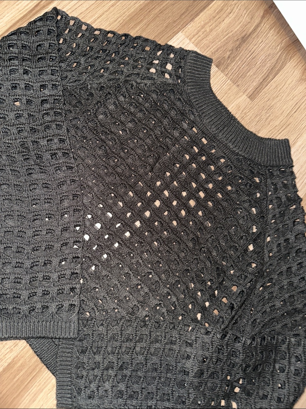 Ardene Black Open-Knit Crewneck Sweater